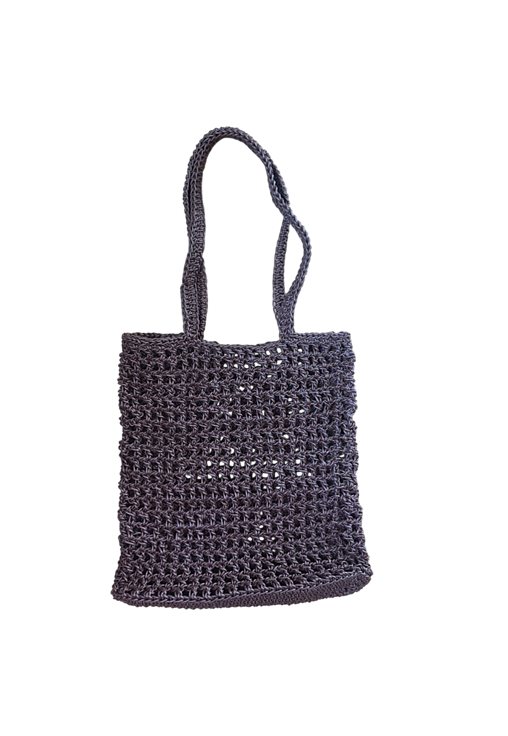 Leather crochet shopper bag 